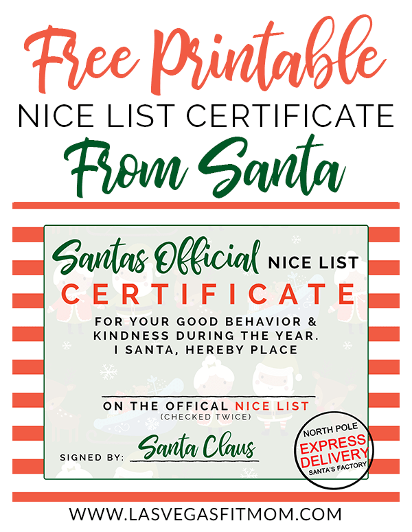 Santa’s Nice List Free Printable