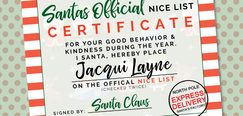 Santa’s Nice List Free Printable